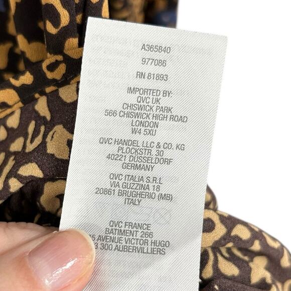 Logo Lori Goldstein Brown Blue Floral Animal Print Tiered Button Up Top XS - Picture 5 of 6